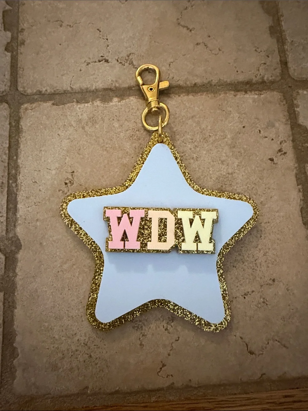 Stoney Clover Lane Custom WDW Star Keychain Charm in Light Blue and Gold